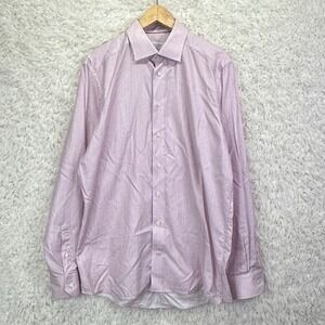 Eton Dress Shirt 16.5 Pink Contemporary Fit Long Sleeve Cotton Luxury Business